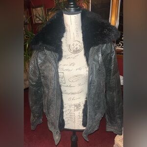 Black Faux Fur Collar Jacket
